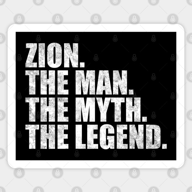 Zion Legend Zion Name Zion given name Sticker by TeeLogic